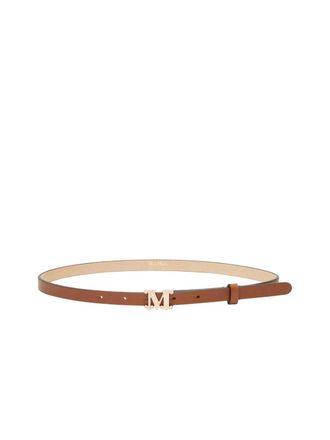 Max Mara Leren riem met Max Mara-monogram - Amberbruin