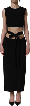 Dolce & Gabbana Womens Black Cut Out Detail Sleeveless Maxi Dress Viscose Nylon Elastane