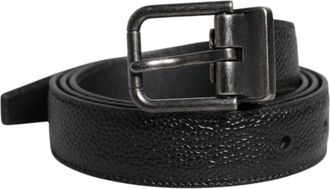 Dolce & Gabbana Zwarte leren riem met metalen gesp - Heren - Riemen - Zwart - ONE Size - Leer - Accessoires