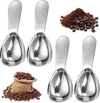 OEM Juego De 4 Cucharas De Caf&eacute; Graduadas, Cuchara Medidora De 15 Ml, Cuchara Medidora De Caf&eacute; Con Mango Corto, Cucharas Soperas Con Mango Ergon&oacute;mico Para