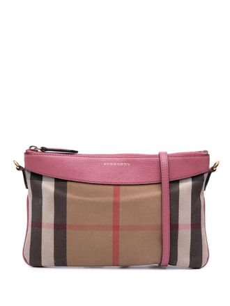 Burberry 2000-2017 House Check Canvas Derby Peyton crossbody bag - women - Canvas/Calf Leather - One Size - Brown