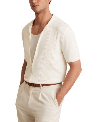 Reiss Tay Pointelle Zippered Top