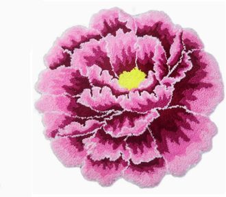 OEM Alfombra Redonda De Poli&eacute;ster Con Estampado De Peon&iacute;as Rosas, Ideal Para Dormitorios, Cocinas Y Ba&ntilde;os. Suave, Mullida, Antideslizante Y Lavable. Dimen
