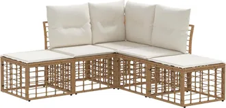 vidaXL Conjunto De Sof&aacute;s De Exterior Natural Poli&eacute;ster Vidaxl