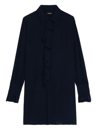Zadig&Voltaire Rhelyne ruffled mini dress - Blue
