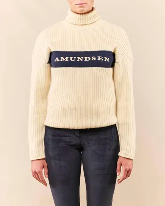 Amundsen & Scott Mens Ski Turtleneck Top In Cream/navy