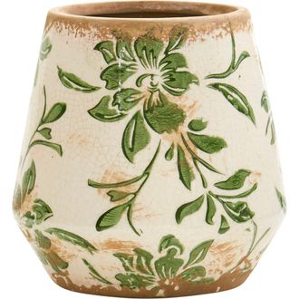 Nearly Natural 5.5-in Tuscan Ceramic Green Scroll Planter at Nordstrom