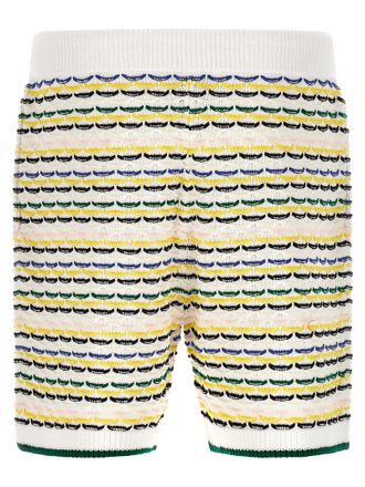 Casablanca Tuck Stitch Cotton Knit Bermudas - Cream
