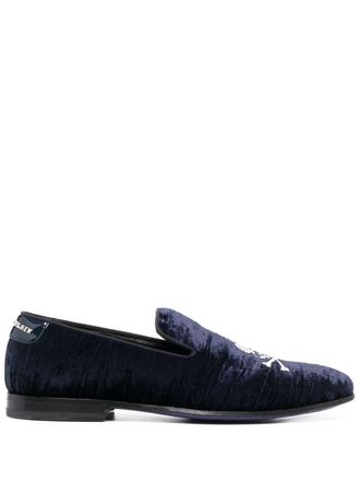 Philipp Plein Skull Bones fluwelen loafers - Blauw