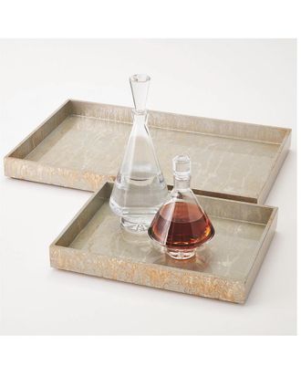 Global Views Champagne Silver Leaf Rectangle Tray