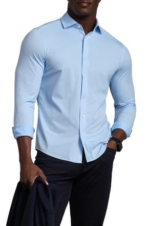 Rhone Commuter Slim Fit Button-Up Shirt in Business Blue Diamond Geo at Nordstrom, Size Xx-Large