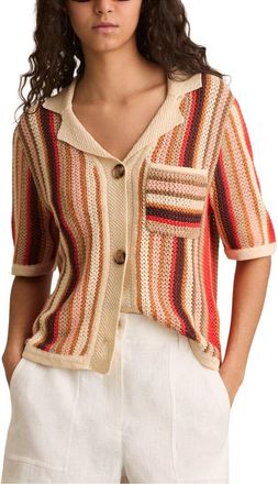 Reiss Candy Knit Button Down Linen Top