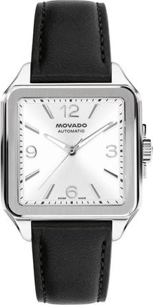 Movado The Heritage 1917 Leather Strap Watch, 35mm x 45.2mm in Silver at Nordstrom