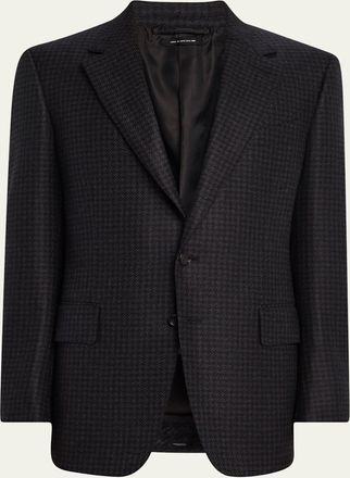 Tom Ford Mens Wool Pied De Poule Single-Breasted Sport Coat