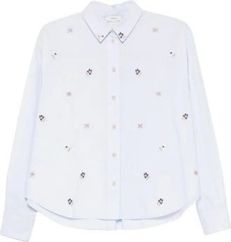 Forte_Forte floral-embroidered shirt - women - Cotton - III - Blue