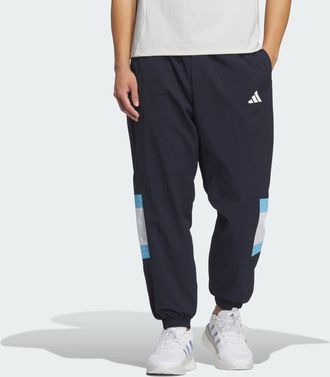 adidas Mens Wording Pack Loose Fit Mesh-Lined Woven Elastic Hem Pants - Navy Recycled Material - Size Medium