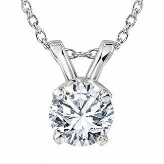 Pompeii3 33-1.50Ct Solitaire Diamond Pendant Necklace 14k White or Yellow Gold Lab Grown