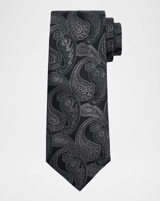 Brunello Cucinelli Mens Paisley Silk and Cotton Tie