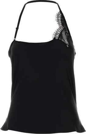 Courr&egrave;ges Black Lace One Shoulder Top