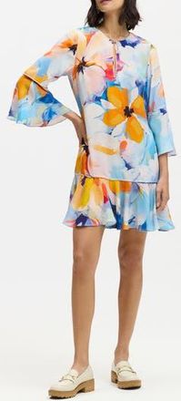 Robert Graham Margot Floral Bell Sleeve Shift Dress in Blue Multi at Nordstrom Rack, Size 10