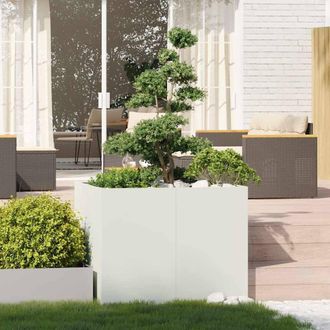 Berkfield Home Planter White 100x100x80 cm Steel | Size: 100 x 100 x 80 cm