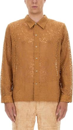 S&eacute;fr Brown Maui Lace Shirt