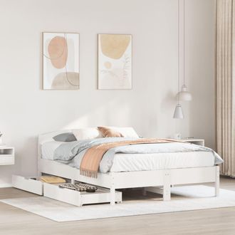 Berkfield Home Bed Frame without Mattress White 150x200 cm King Size Solid Wood Pine