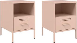 vidaXL Bedside Cabinets 2 pcs Pink 36x39x50.5 cm Steel Vidaxl