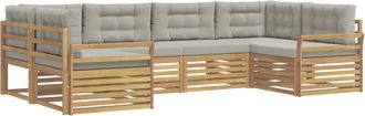 vidaXL Conjunto De Sof&aacute;s De Exterior 6 Uds. Blanco Y Gris Claro Vidaxl