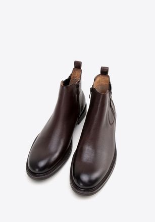 Wittchen Heren Leren Chelsea Boots met een instapzool, Donkerbruin