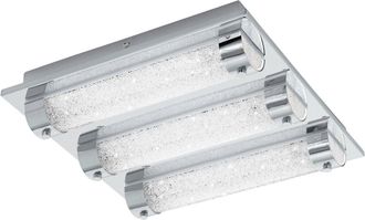 Loops Wall Flush Ceiling Light Colour Chrome Shade Clear Plastic Crystal Bulb LED 3x7W