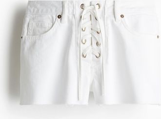 H&M Jeansshorts mit Schnürung - White