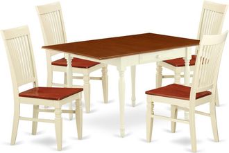 East West Furniture Dining Room Set Buttermilk & Cherry, MZWE5-WHI-W