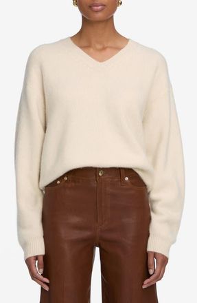Frame Denim The Brushed Cashmere Sweater in Cream at Nordstrom, Size Medium