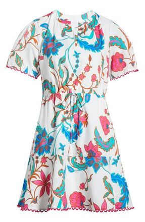 Sugarlips Izzie Floral Bouse Shift Minidress in White-Fuchsia at Nordstrom, Size X-Large