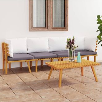 vidaXL Vidaxl - Muebles De Jard&iacute;n 4 Piezas Con Cojines Madera Maciza De Acacia
