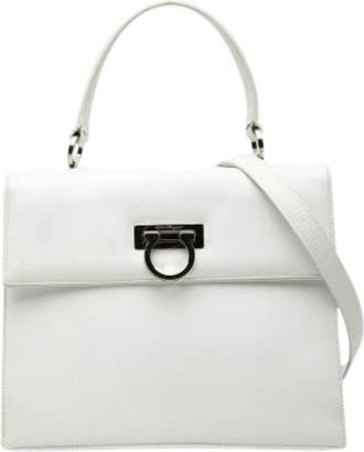 Ferragamo Pre-owned Satchel - Dames - Vintage Handtas - Wit - ONE Size - Leer - Vintage