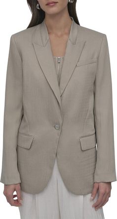 DKNY Stand Collar Peak Lapel Blazer