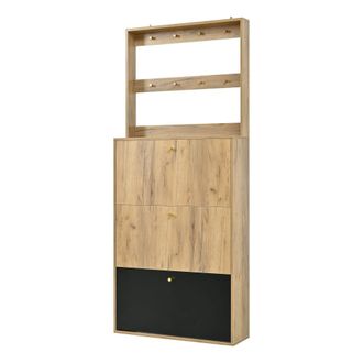 Urban Meuble Zapatero grande efecto madera natural y negro