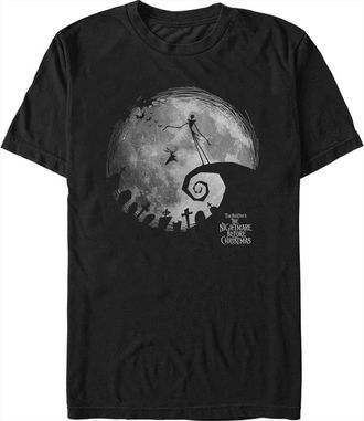 The Nightmare Before Christmas Mens The Nightmare Before Christmas Black and White Moon Scene Graphic T-Shirt at Nordstrom, Size Xxx-Large