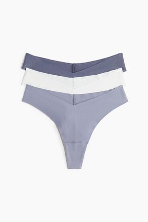 H&M 3er-Pack Unsichtbare Brazil Slips aus Baumwolle - Blue