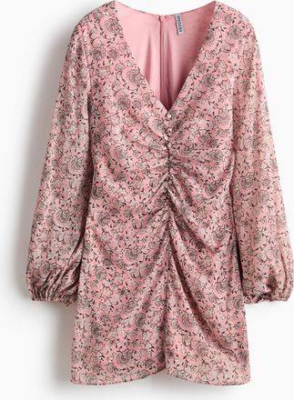 H&M Gecrinkeltes Kleid mit Kn&ouml;pfen - Pink