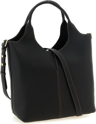 Tod's Womens Calfskin Tote Black Leather
