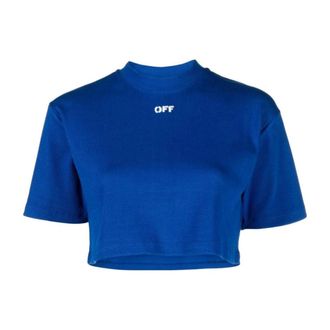 Off-white Off-white Stamp Geribbeld Cropped T-shirt
