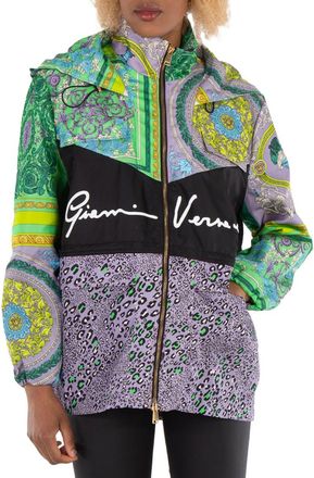 Versace Barocco Patchwork Print Hooded Jacket, Brand Size 36 (US Size 2)