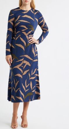 Julia Jordan Abstract Print Long Sleeve Midi Dress in Navy Multi at Nordstrom, Size 12