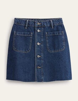 Boden BUTTON THROUGH DENIM MINI Indigo Women Boden