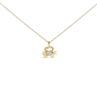 House of Brilliance 14K Yellow Gold 1/5 Cttw Lab Grown Diamond Crab Pendant Necklace