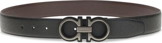 Ferragamo Mens Reversible And Adjustable Gancini Belt Blue Patterned Navy Calf Leather Bos Taurus E Braces