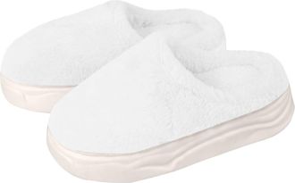 Generic Fluffy Winter Slippers with Thick Fleece Lining for a Warm and Cosy Home - Slippers Cotton with Fleece Lining Womens Shoes 39 Black Ankle Boots, White